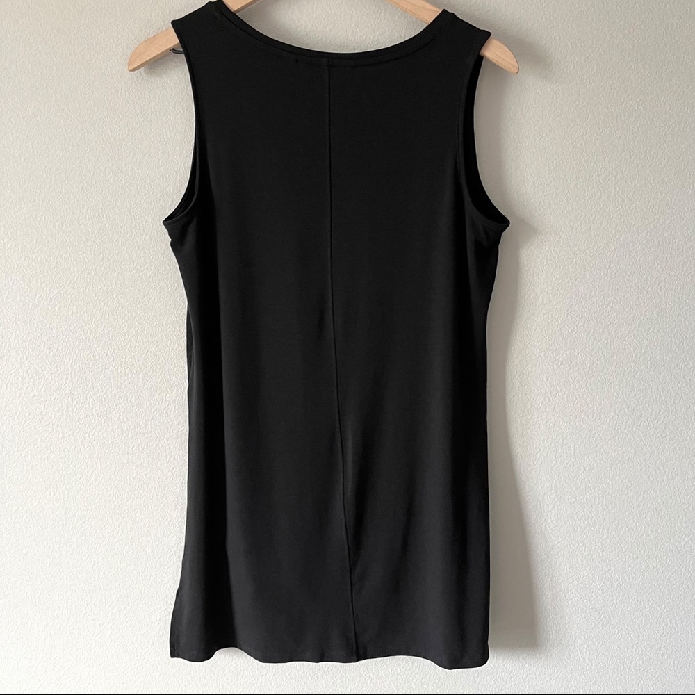 Athleta Side Split Tank Top Black Sleeveless Size Medium Round Neck Soft EUC - Picture 7 of 11